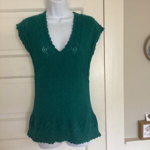 AXCESS -Liz Claiborne company-  V neck long teal green sweater vest all cotton